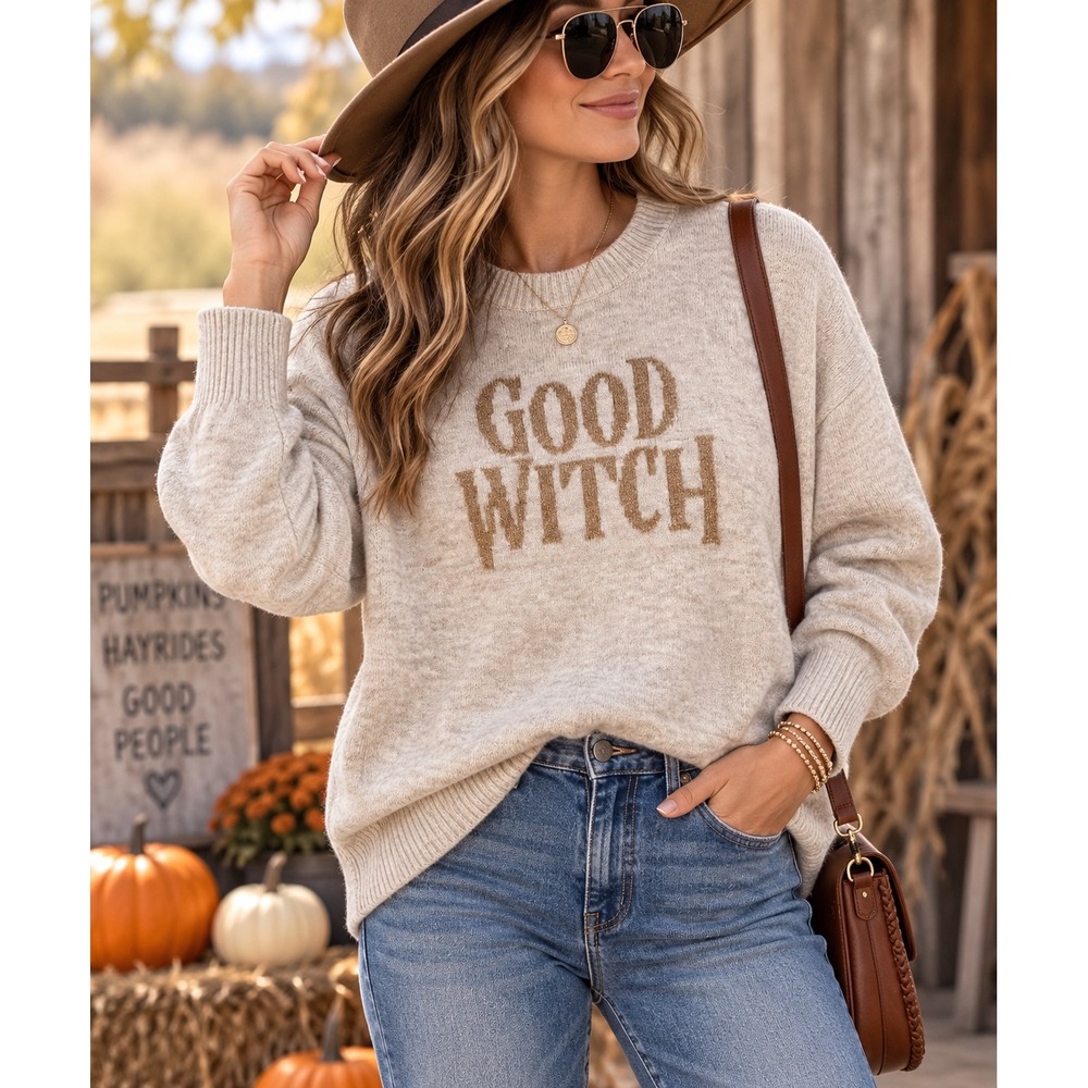 Boho Chic Good Witch Halloween Metallic Sweater Whimsygoth Fairycore Sz M